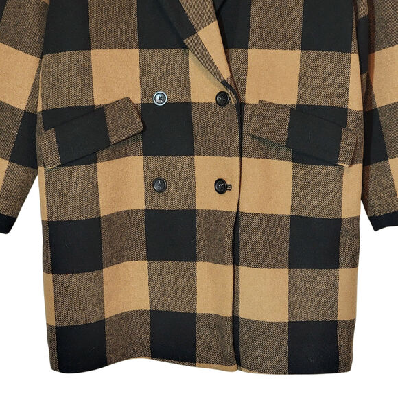 Abercrombie & Fitch Buffalo Check Peacoat Wool Fall Winter Casual Classic Size M - Picture 7 of 16